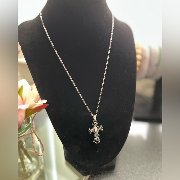 Silver Tone Cross Pendant Necklace - Picture 2 of 2